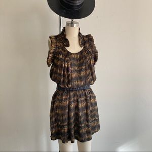 Isabel Marant black green yellow ruffle dress 2 M